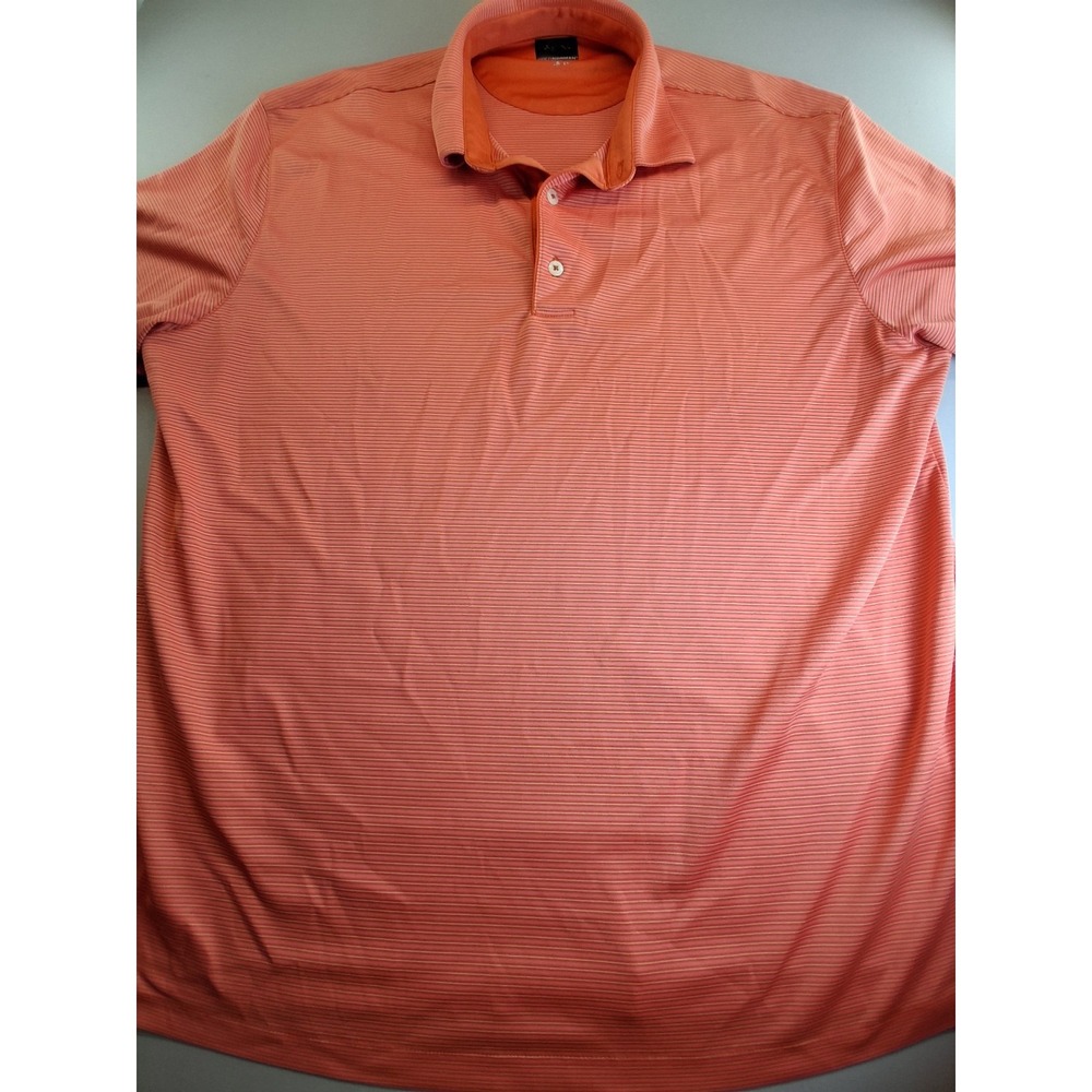 Greg Norman Golf Polo striped Short Sleeve Collared Shirt Orange - Size XL